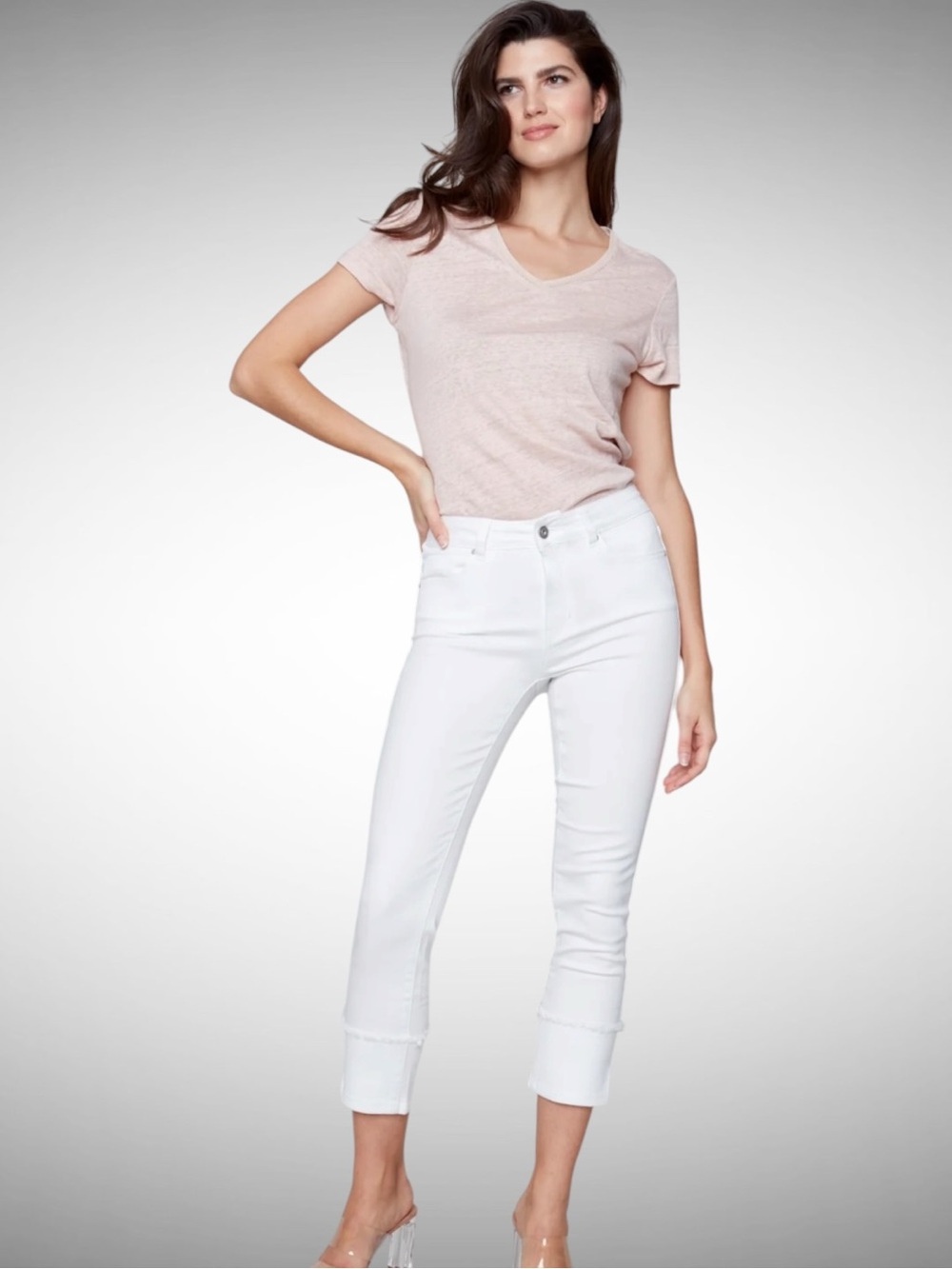 CHARLIE B White Cropped Ankle Jeans